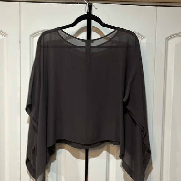 NWOT Eileen Fisher, dark brown silk Georgette short poncho/Palazzo pants - Picture 5 of 11